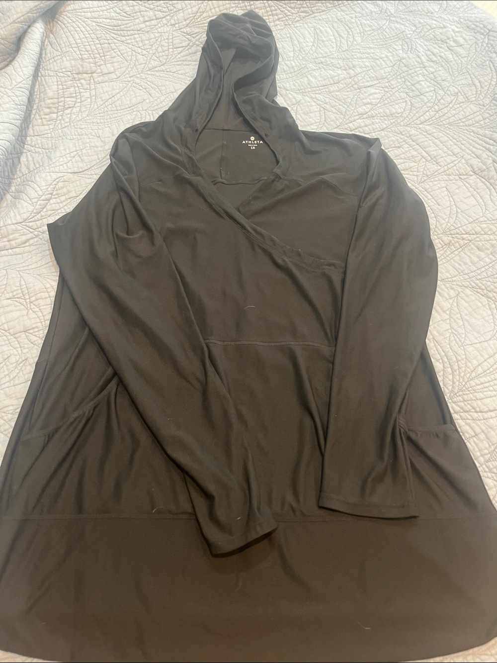 Athleta Black Hooded Swim Coverup Tunic
